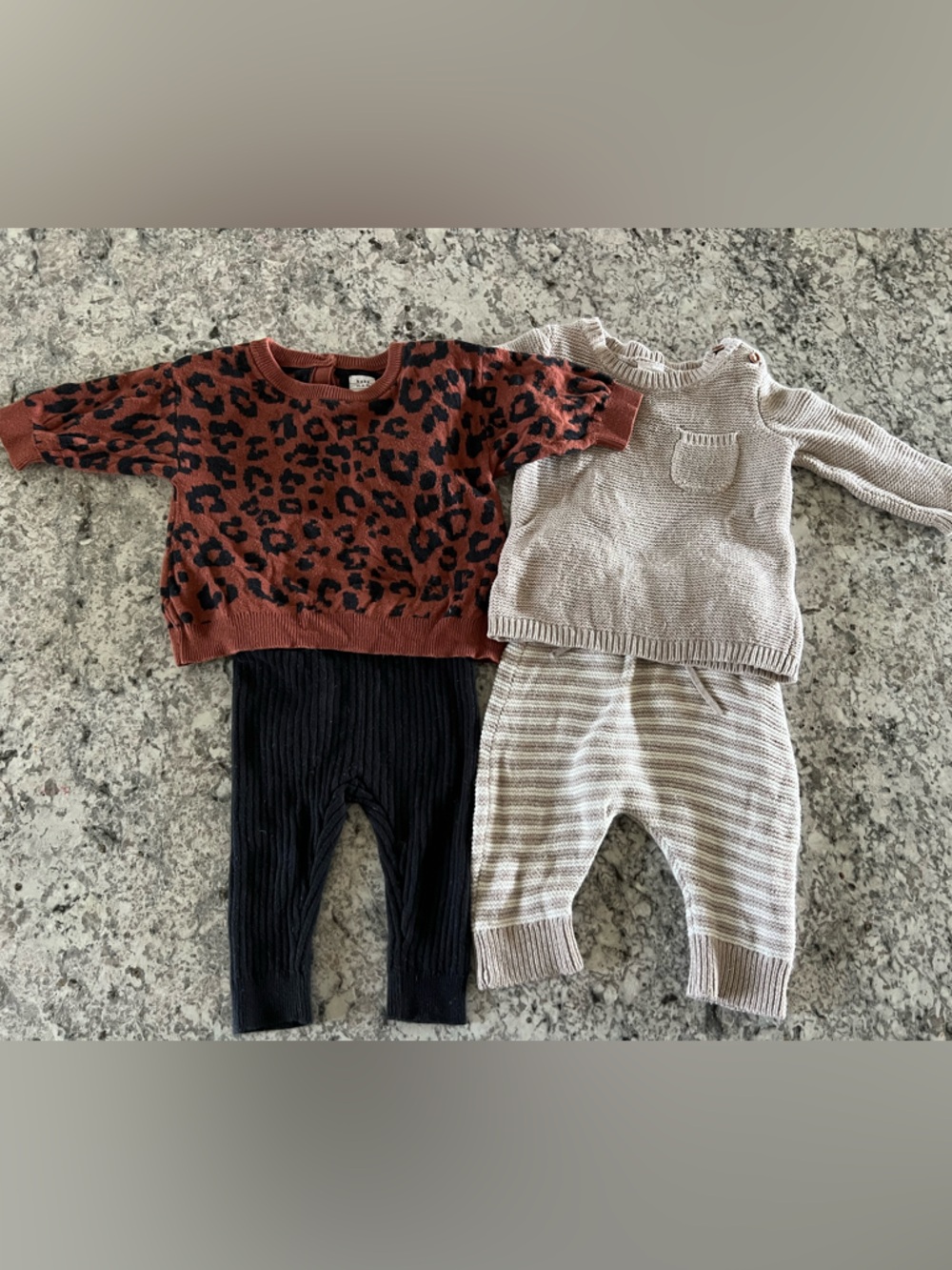 Baby Sweater Lot - Baby Gap Cheetah and Brown Stripe - 3 Months